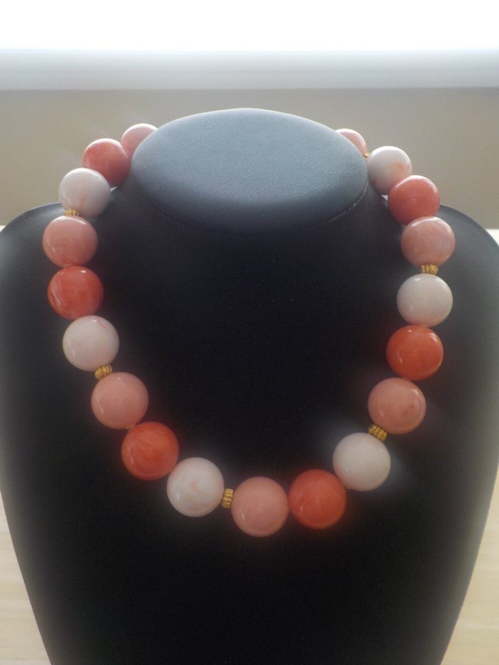 Necklace - Coral White Beads - 14 inch (3009)
